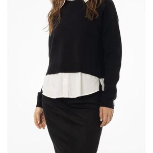 KULE Women's Sweater Blouse XL Black Pullover Top